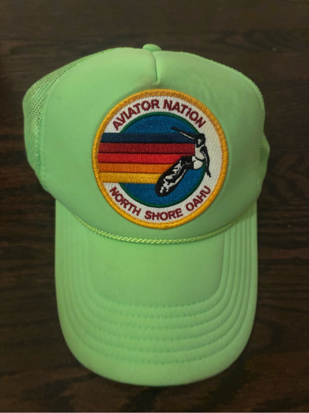 Aviator Nation Lime Green Trucker Hat with Surf Patch